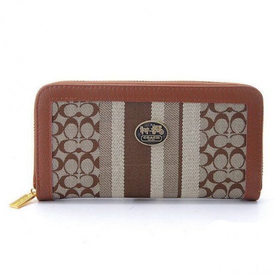 Coach Legacy Accordion Zip In Signature Large Brown Khaki Wallets EGO | Coach Outlet Canada